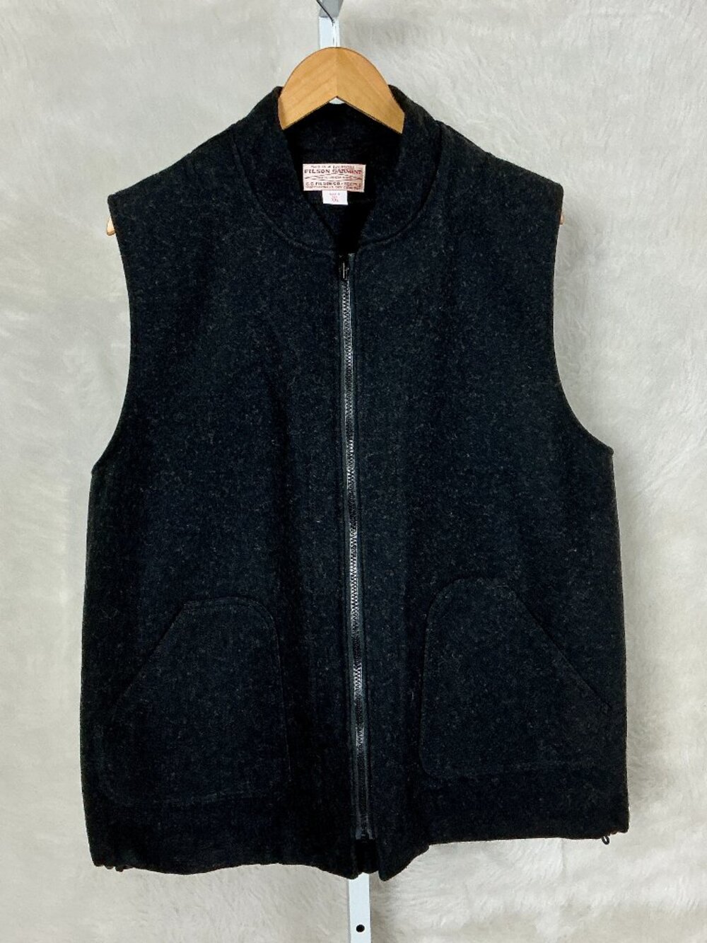 Filson Charcoal Black Mackinaw Wool Liner Vest Made In USA XXL